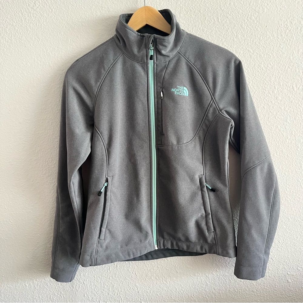 North Face Apex Bionic Windwall Heather Gray Mint Jacket Coat Rain Women Small